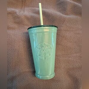 Glass mint Starbucks cup, grande size
